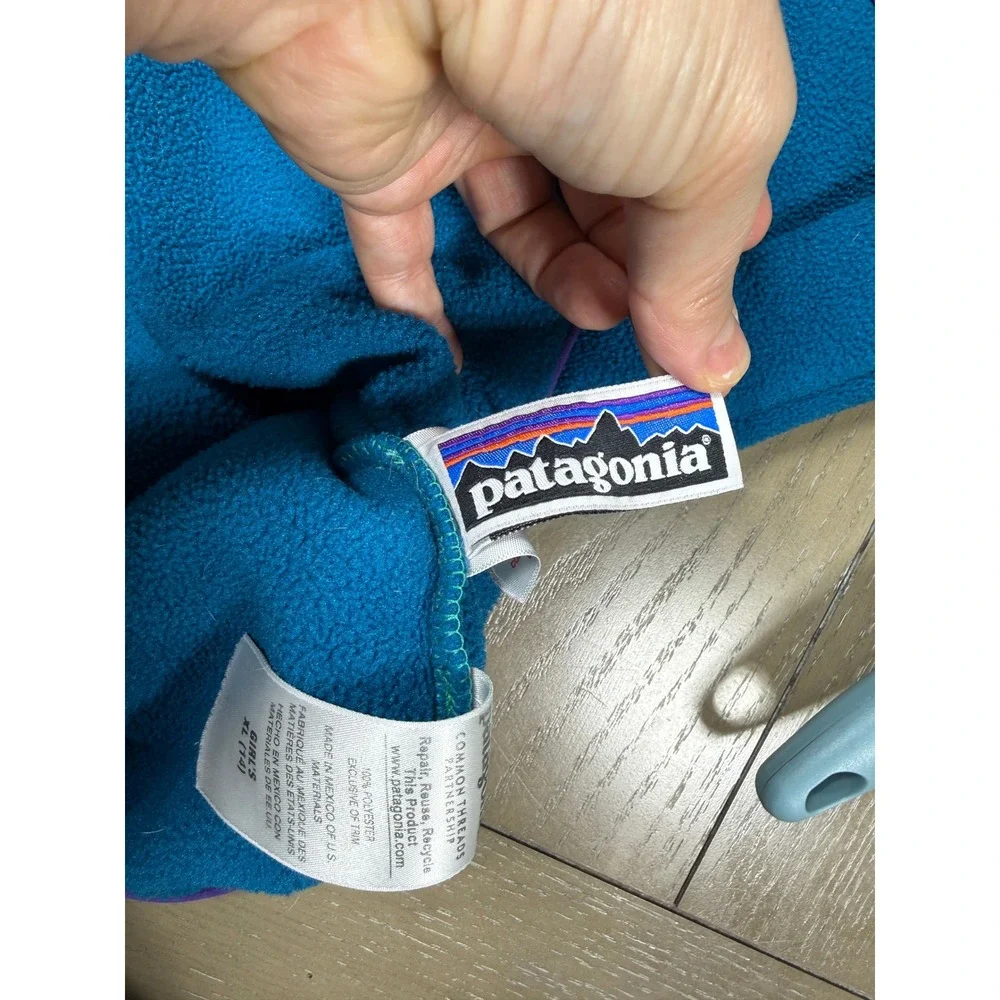 Patagonia Synchilla Snap-T Fleece Pullover XL 14 Blue Teal Colorblock 90's‎ Y2K